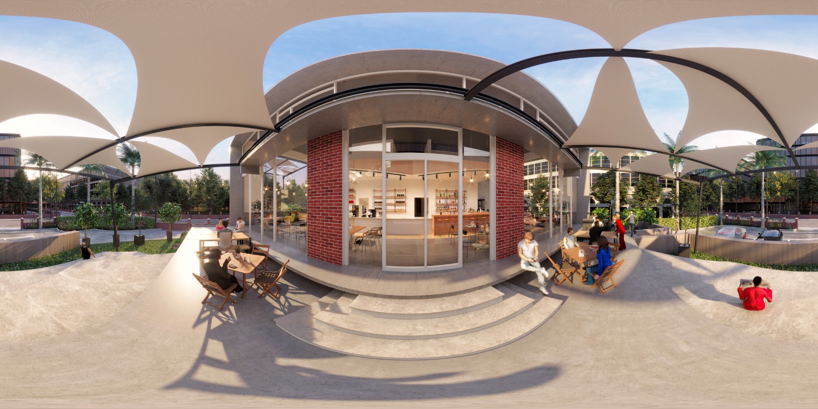 1. 360 Render of a Cafe in California